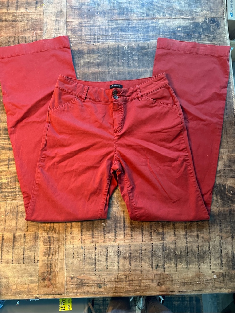 Massimo Dutti Deep Red Button-Front Pants
